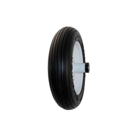 Marathon 00003 3.50/2.50-8 Flat Free Wheelbarrow Tire - Ribbed Tread - 6 Centered - 5/8 Bearings